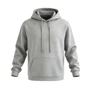 Gruba bluza z kapturem unisex ocieplana polarem Szary