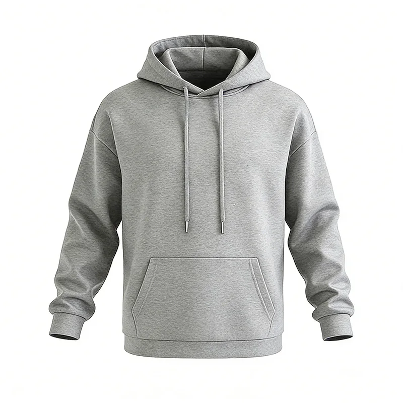 Gruba bluza z kapturem unisex ocieplana polarem Szary