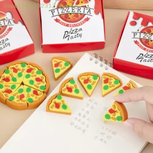 Zestaw 7 gumek do mazania w kształcie pizzy kawaii w pudełku