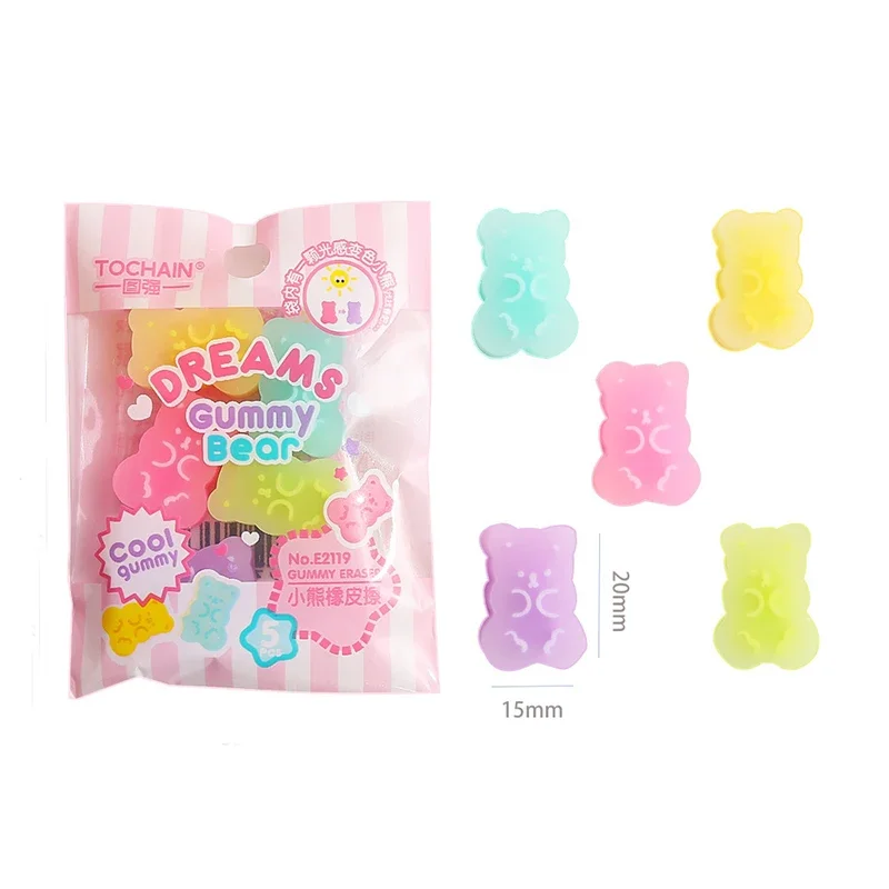 Gumki do mazania kawaii niedźwiedź z galaretki – zestaw 5–10 szt. Biały