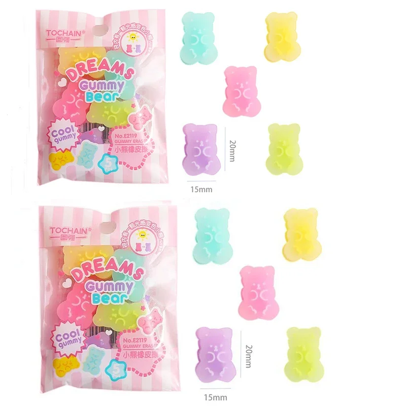 Gumki do mazania kawaii niedźwiedź z galaretki – zestaw 5–10 szt. żółty