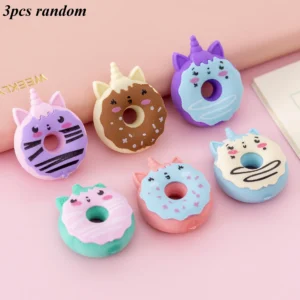 Gumki do mazania jednorożec i pączek kawaii dla dzieci Biały
