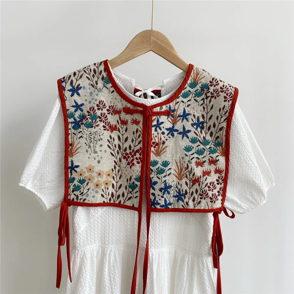Haftowana kamizelka damska sznurowana w stylu vintage Niebieski