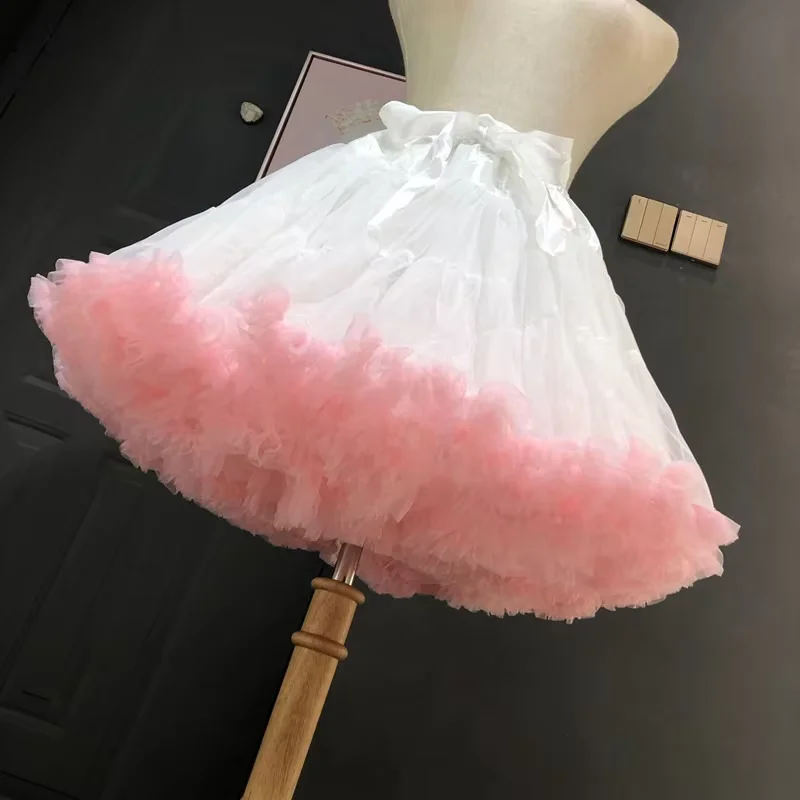 Halka tiulowa spódnica Cancan do sukni ślubnej Lolita Różowy