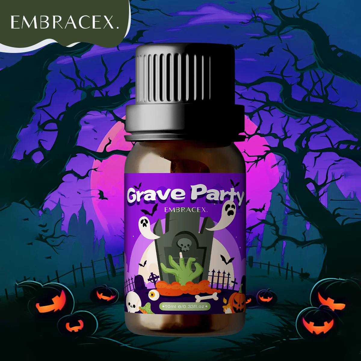 Halloweenowe olejki eteryczne 5 ml zestaw - dynia, czarny kot, mroczne nuty Fioletowy