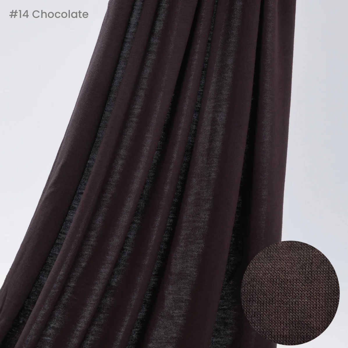 Hidżab jersey gładki elastyczny szal na głowę Chocolate c14