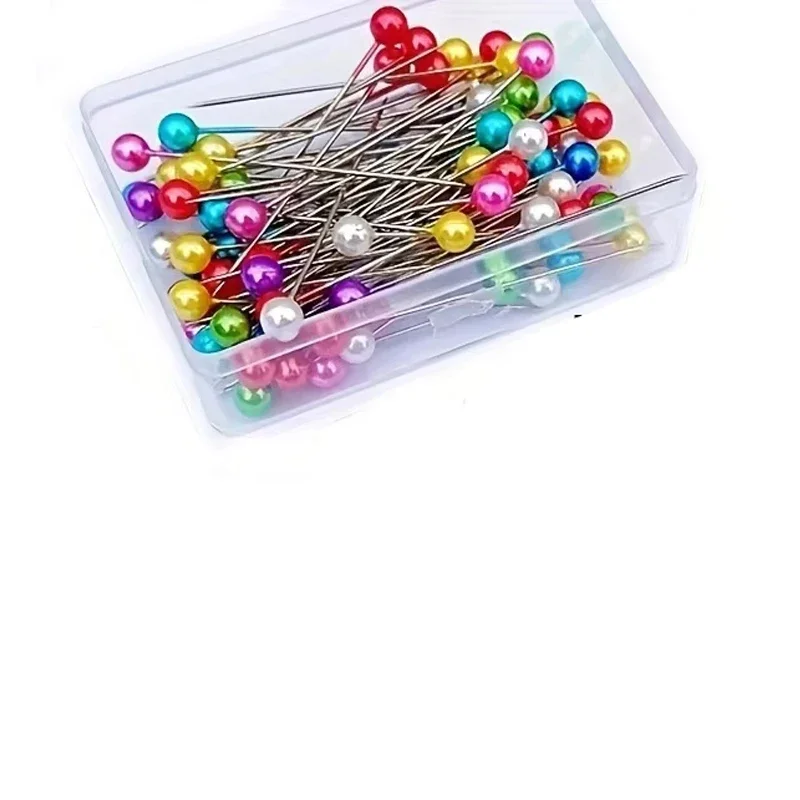 Igły do szycia z kolorową główką 100 sztuk zestaw A box of 100 pieces