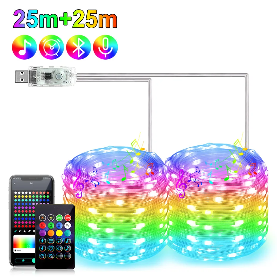 Inteligentna kurtyna świetlna LED WS2812 z aplikacją 50 m