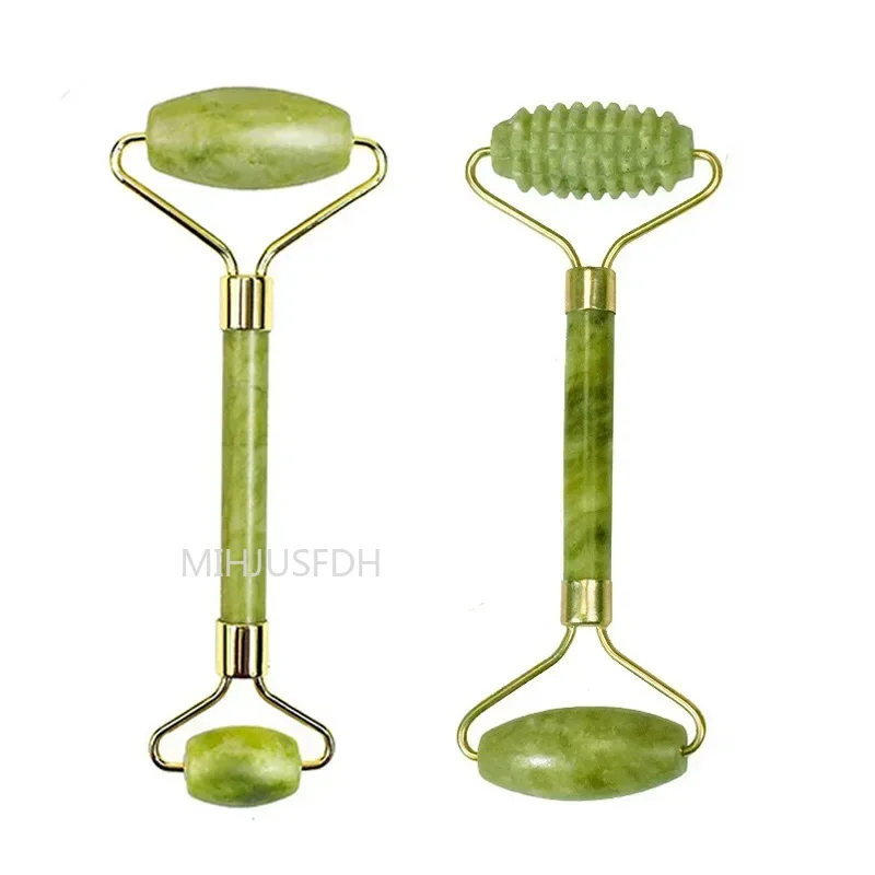 Jadeitowy roller i Gua Sha do masażu twarzy i ciała 1 set 2