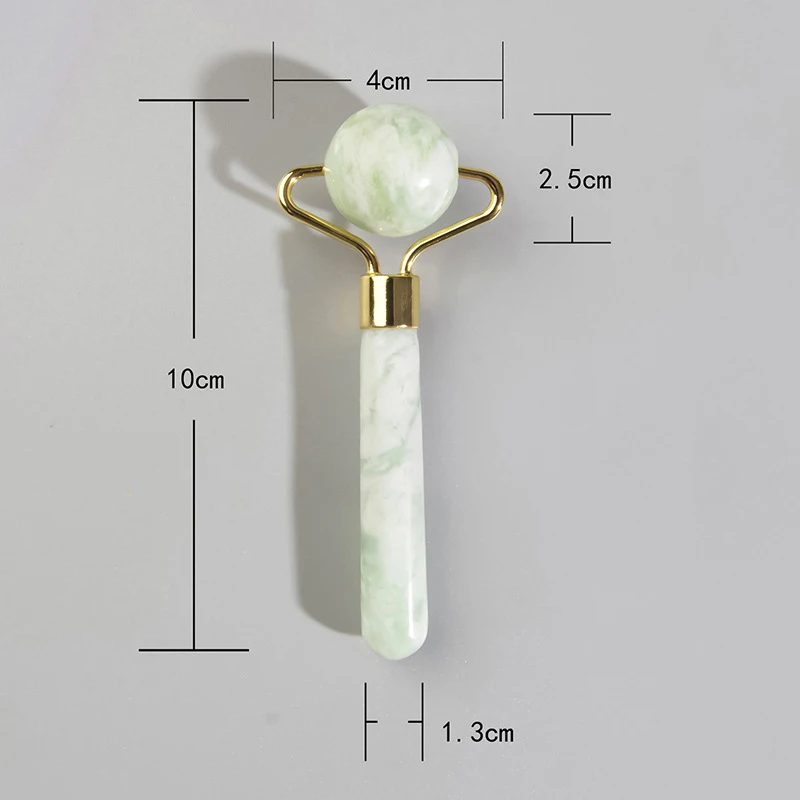 Jadeitowy wałek do masażu twarzy z mikroigiełkami Emerald round head