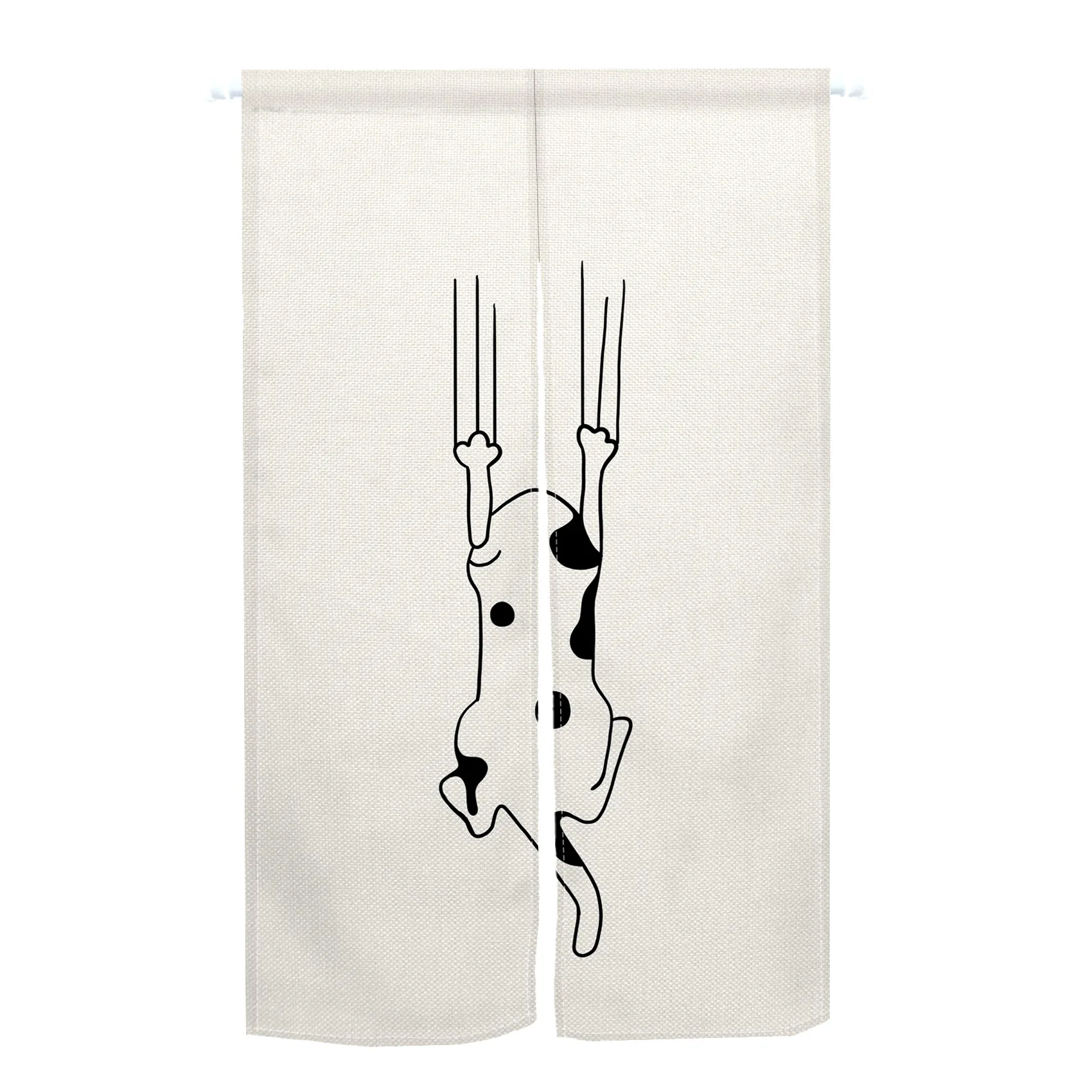 Japońska zasłona Noren z ręcznie malowanym kotem Jasnożółty