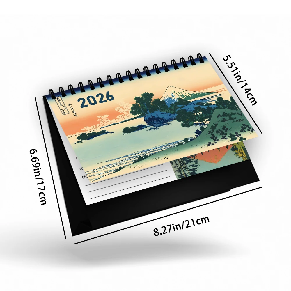 Japoński Kalendarz Ukiyo-E 2026 Biurkowy i Ścienny Mieszany kolor