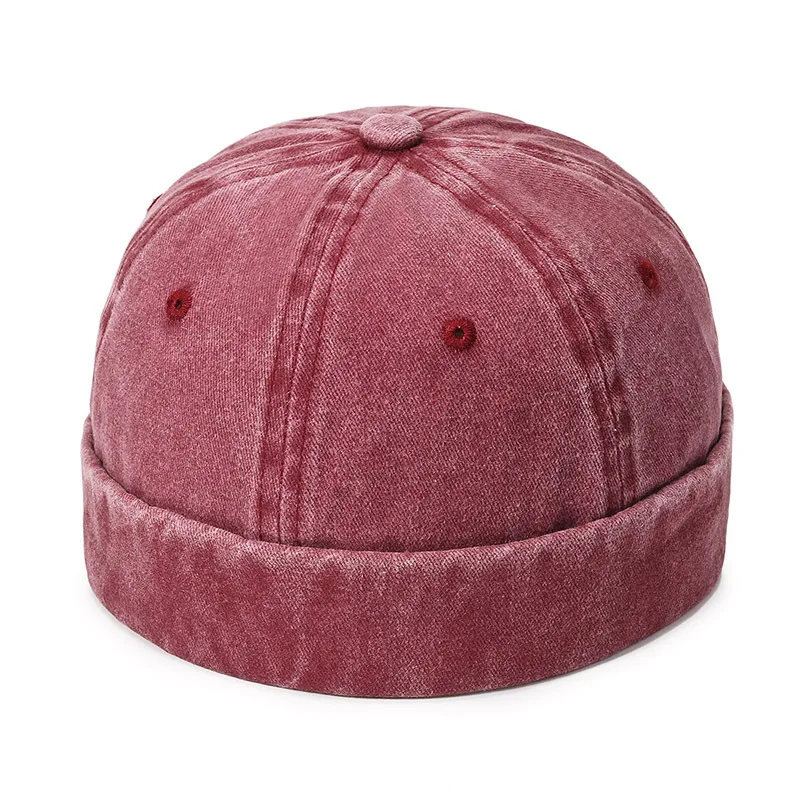 Jeansowa czapka dokerka bez daszka beanie unisex Bordowy