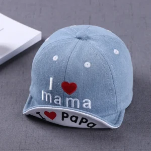 Jeansowa czapka z daszkiem dla dzieci I Love Mama Lightblue