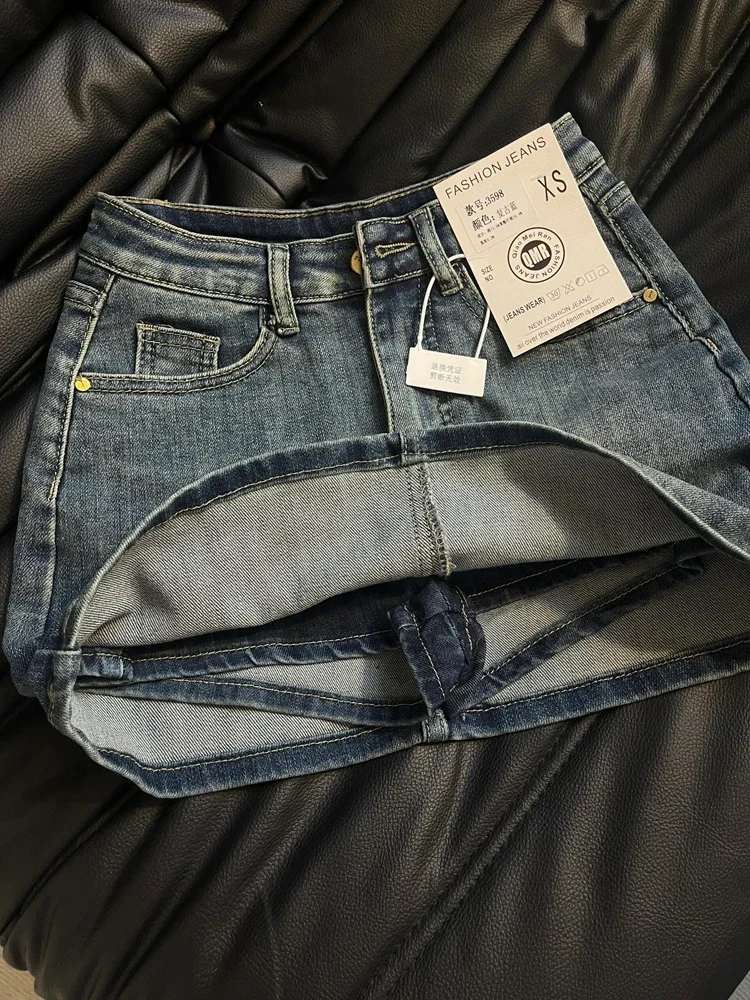 Jeansowa mini spódnica A-line w stylu Y2k Harajuku vintage Niebieski