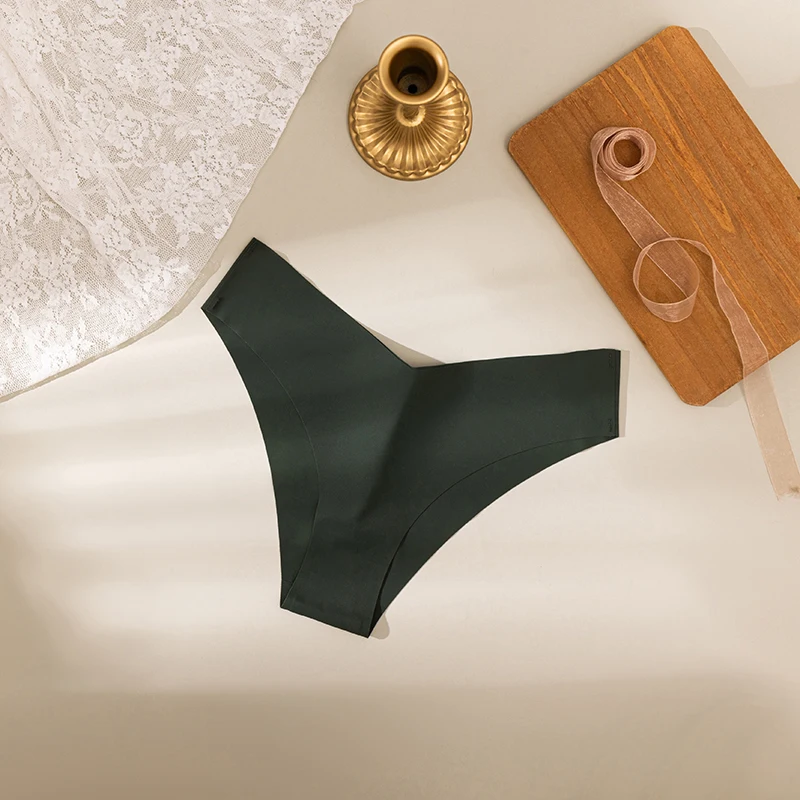 Jedwabiste majtki bikini bezszwowe z wysoką elastycznością Zielony