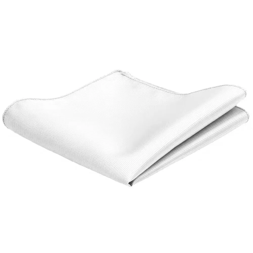 Jedwabna poszetka do garnituru gładka 25 cm – elegancka chusteczka weselna marynarki Biały