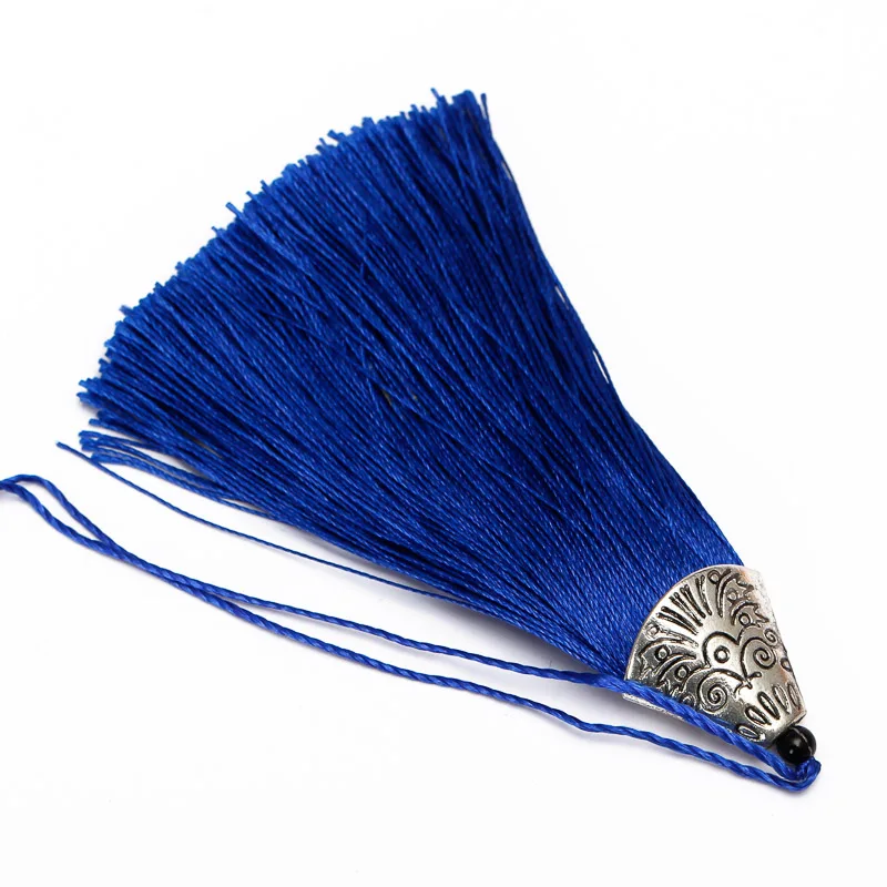 Jedwabne Frędzle do Biżuterii DIY – Zestaw 5 szt. 8 cm Niebieski