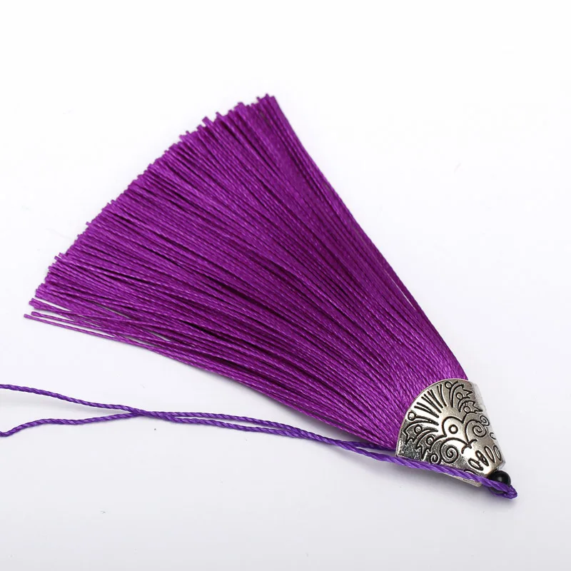Jedwabne Frędzle do Biżuterii DIY – Zestaw 5 szt. 8 cm Fioletowy