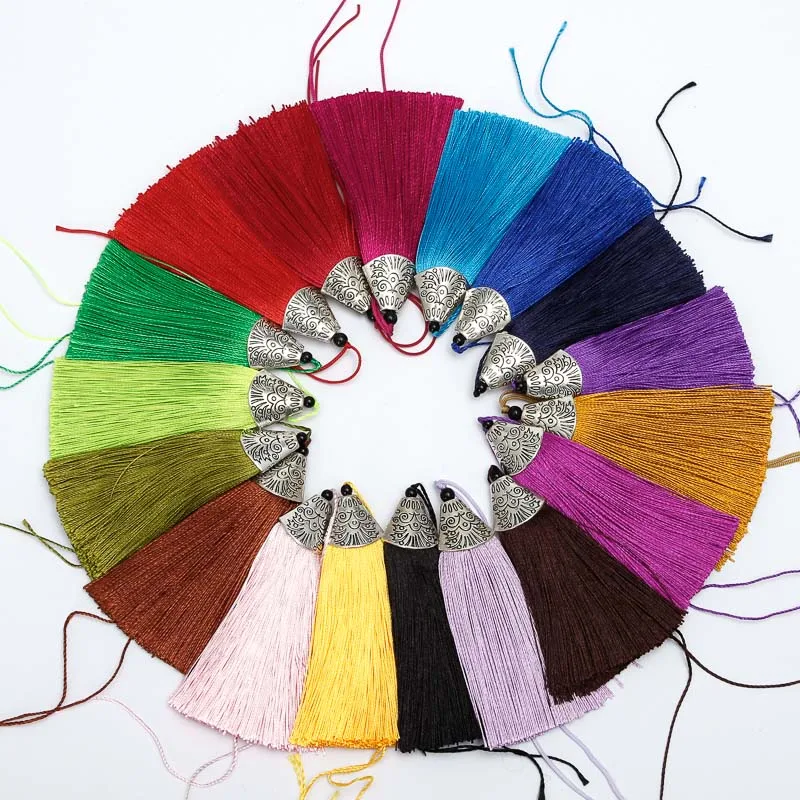 Jedwabne Frędzle do Biżuterii DIY – Zestaw 5 szt. 8 cm Mix color