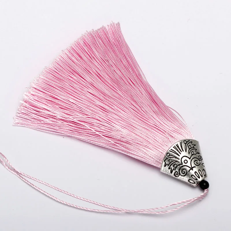 Jedwabne Frędzle do Biżuterii DIY – Zestaw 5 szt. 8 cm Różowy