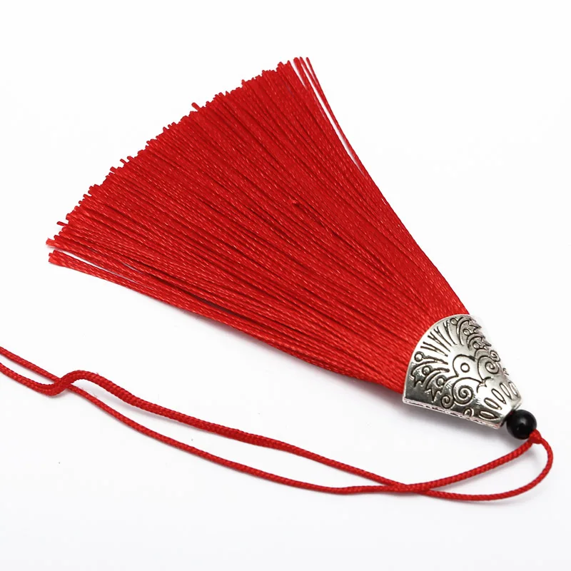 Jedwabne Frędzle do Biżuterii DIY – Zestaw 5 szt. 8 cm Czerwony