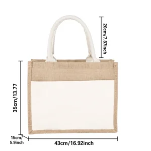 Jutowa torba na zakupy i plażę typu shopper w stylu vintage Biały