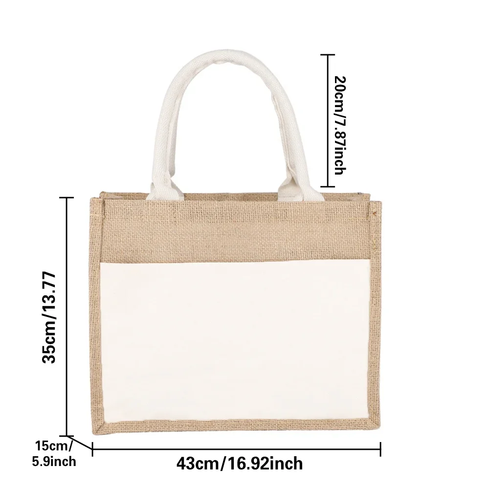 Jutowa torba na zakupy i plażę typu shopper w stylu vintage Biały