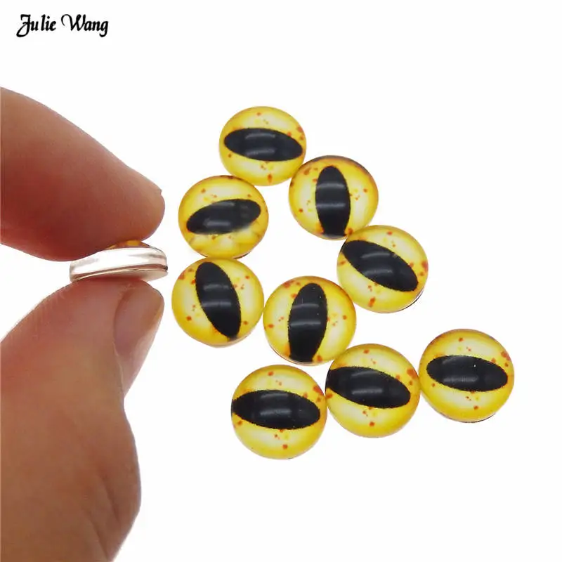 Kaboszony szklane oko kota – cabochon do biżuterii, 6-10 mm żółty