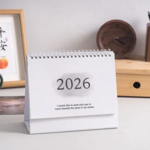 Kalendarz biurkowy 2026 z listą zadań, planer roczny i miesięczny Biały
