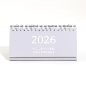 Kalendarz biurkowy 2026 - składany planer na biurko Jasnoszary