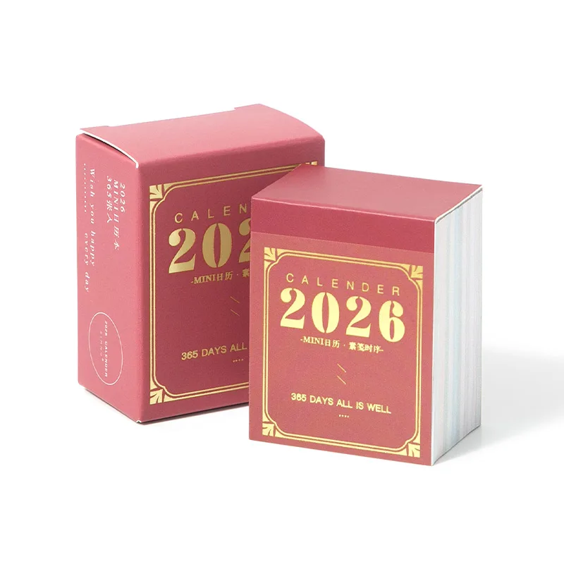 Kalendarz dzienny GO Mini 2026 planer na 365 dni z notatnikiem Różowy