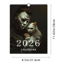 Kalendarz ścienny 2026 z motywem horror – 12 zabawnych wzorów Wielo