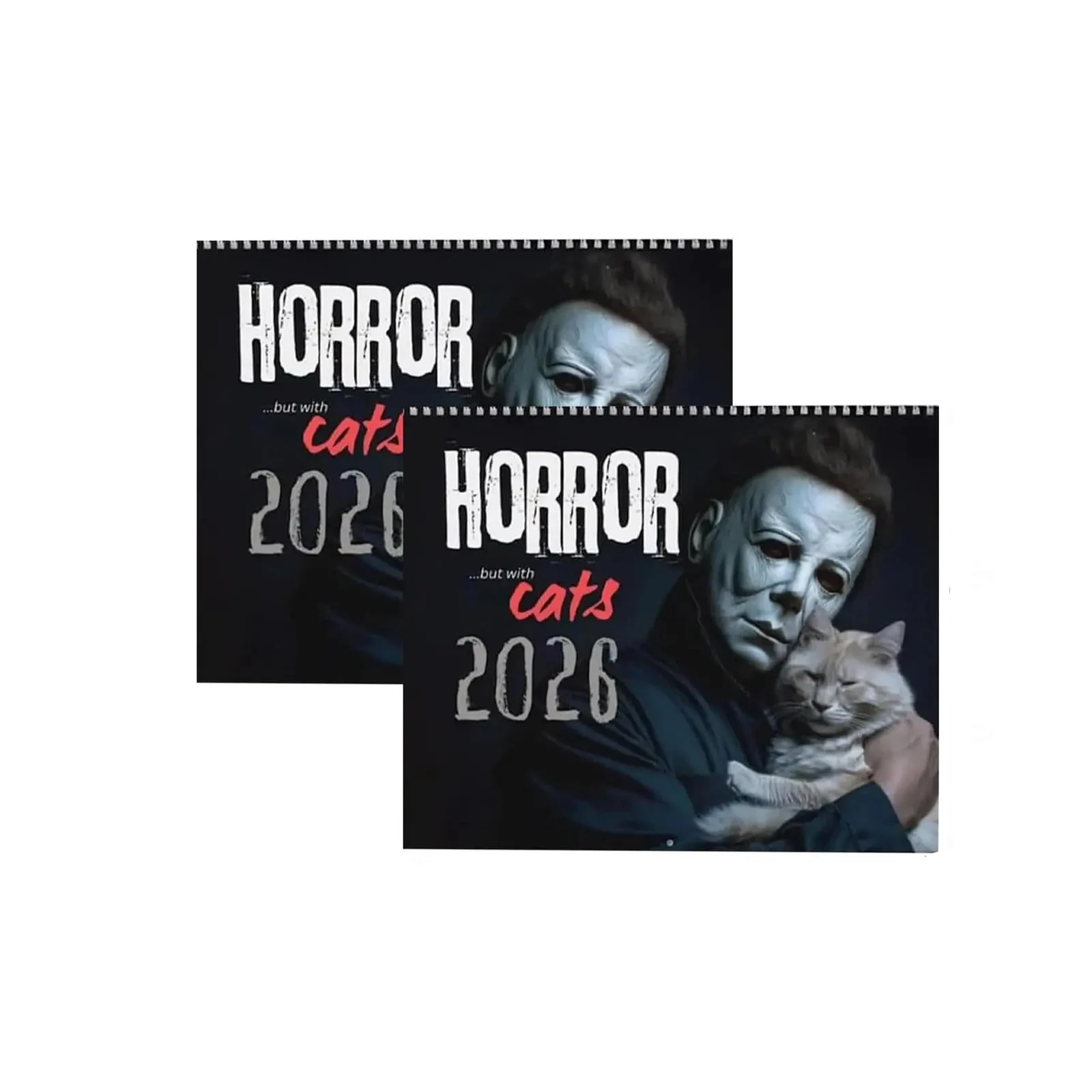 Kalendarz ścienny Halloween 2026 z kotami – 12-miesięczny spiralny Wielo