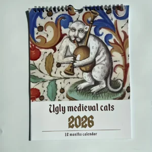 Kalendarz Średniowieczne Brzydkie Koty 2026 – gotycki wiszący na ścianę Wielo