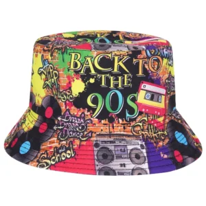 Kapelusz bucket dwustronny z nadrukiem, unisex 35