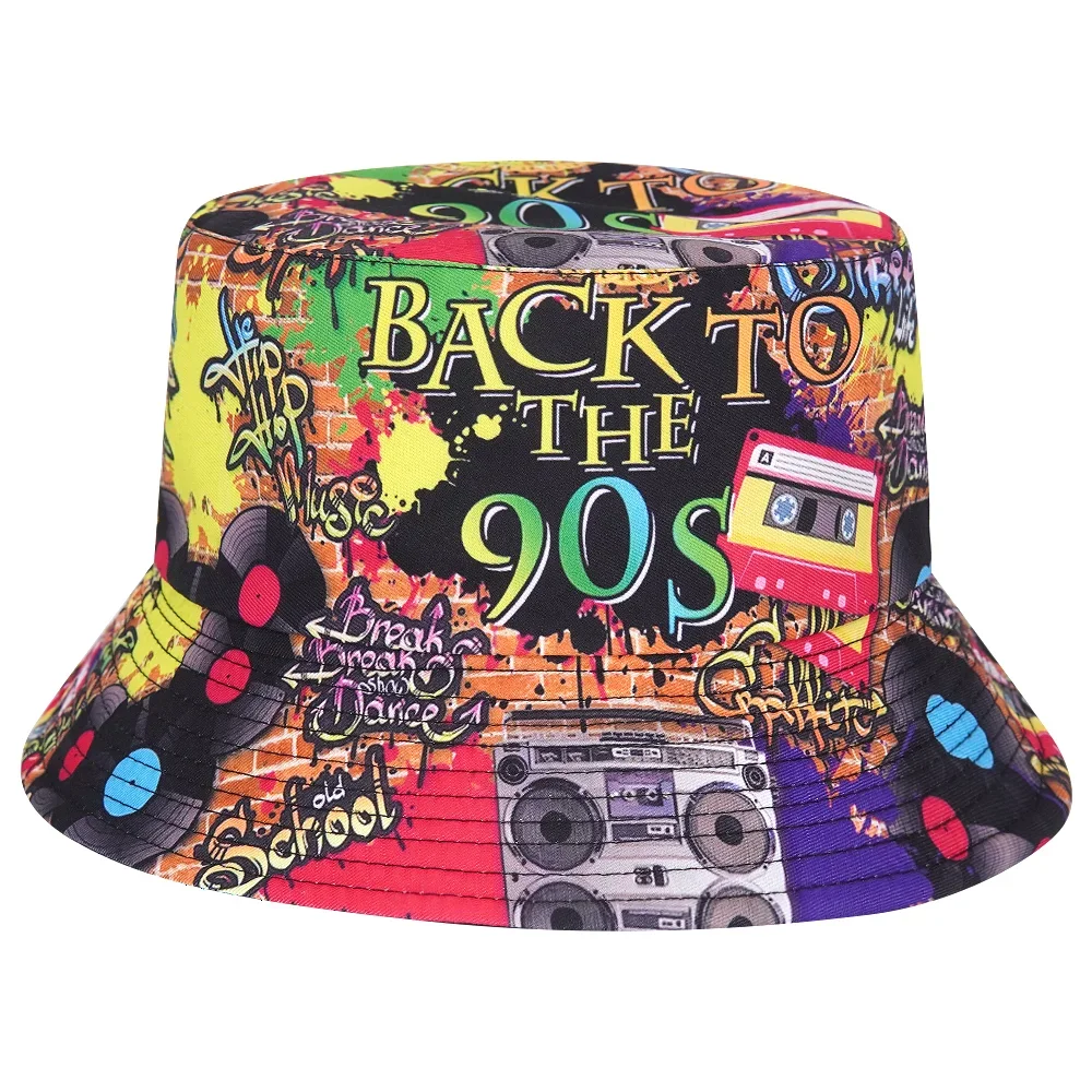 Kapelusz bucket dwustronny z nadrukiem, unisex 35
