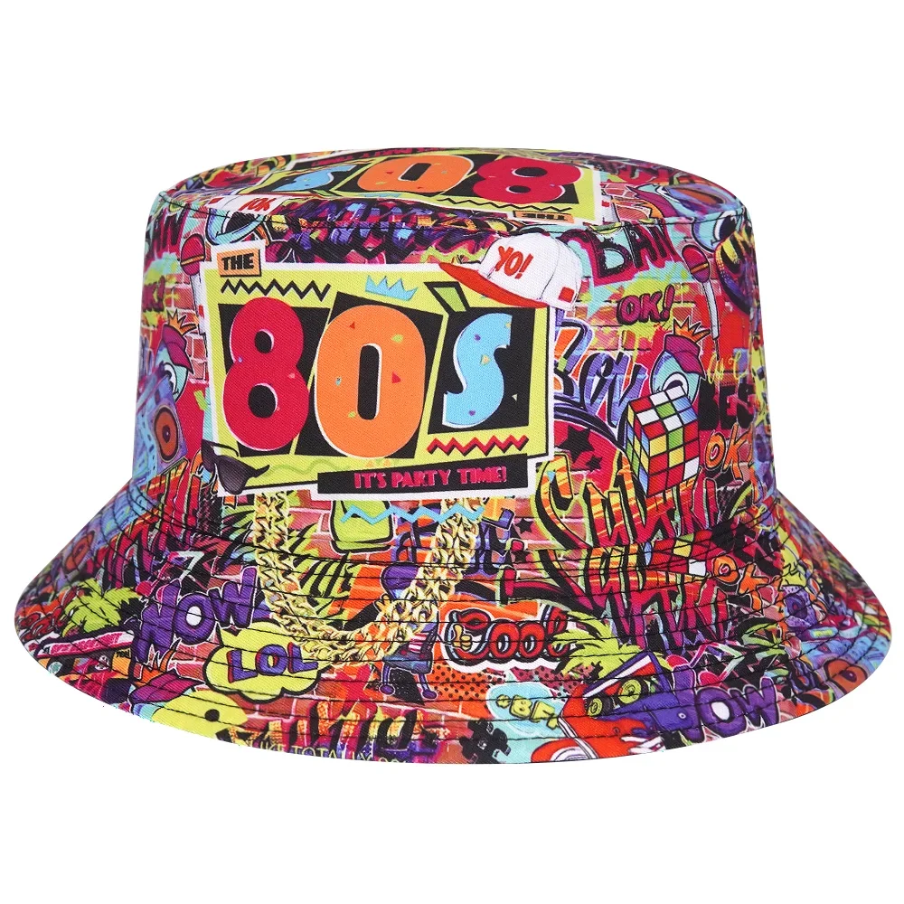 Kapelusz bucket dwustronny z nadrukiem, unisex 36