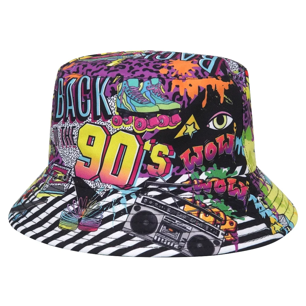 Kapelusz bucket dwustronny z nadrukiem, unisex 37