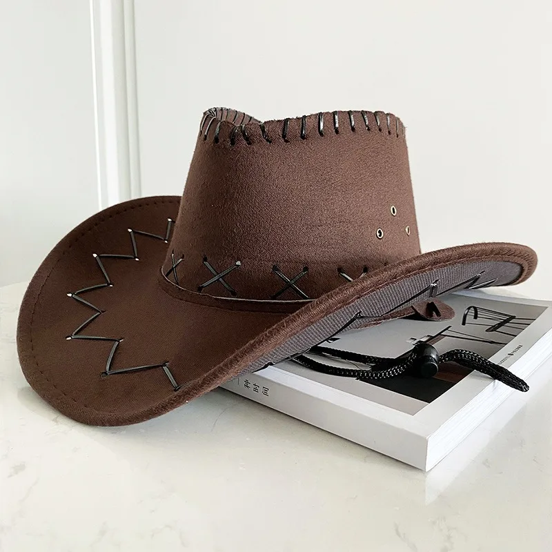 Kapelusz kowbojski w stylu western Kawowy