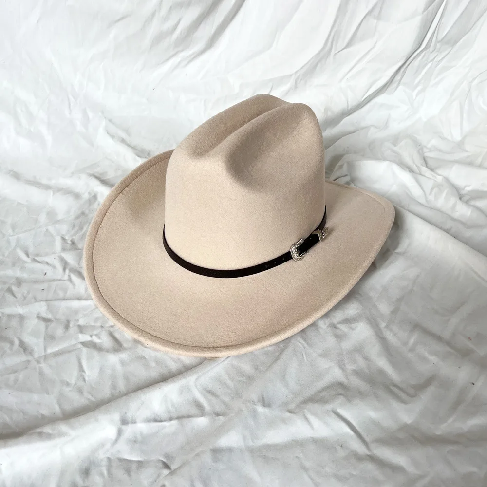 Kapelusz kowbojski western z opaską, vintage Beżowy