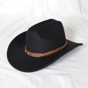 Kapelusz kowbojski western z opaską, vintage Black02