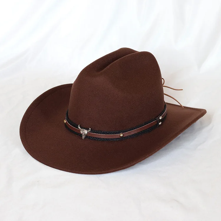 Kapelusz kowbojski western z opaską, vintage Brown02