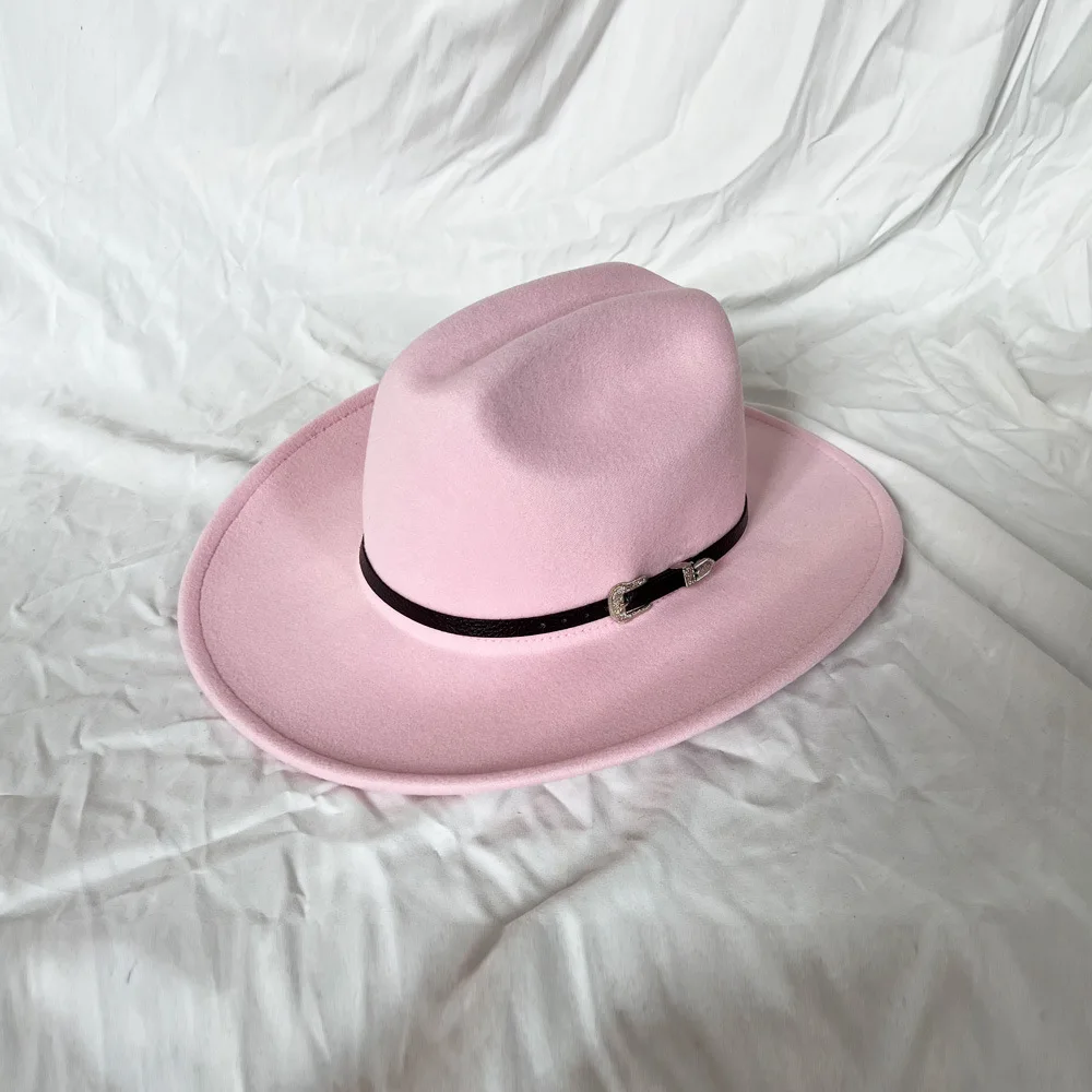 Kapelusz kowbojski western z opaską, vintage Różowy
