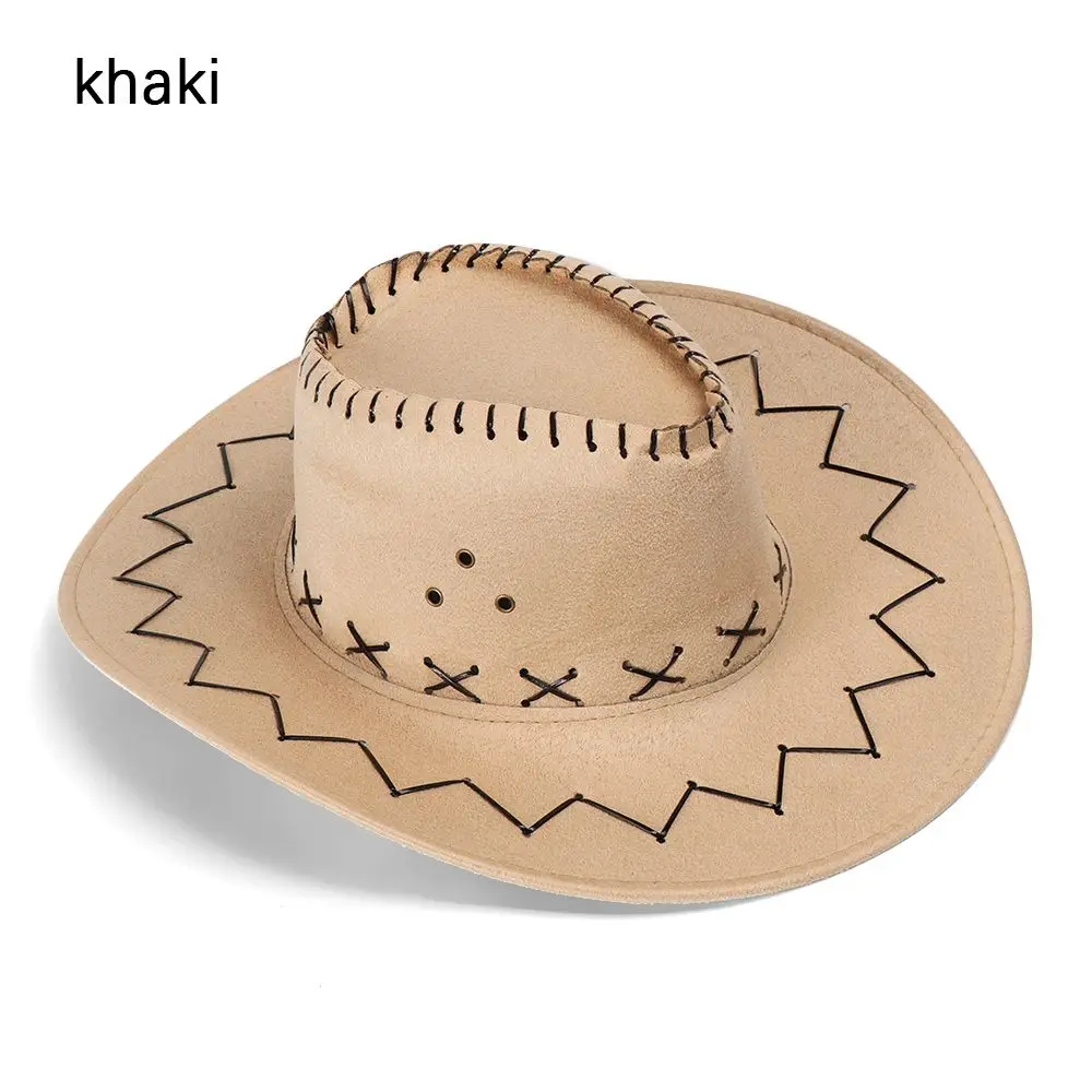 Kapelusz Kowbojski Zamszowy Unisex na Imprezę Khaki