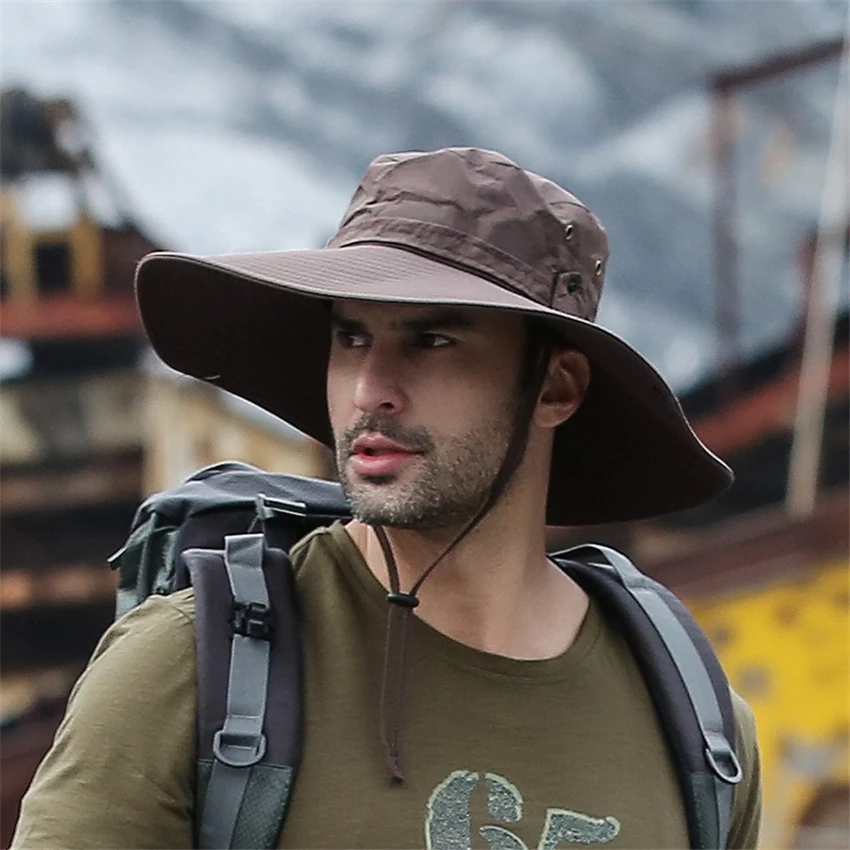 Kapelusz wędkarski z szerokim rondem, oddychający bucket hat Kawa