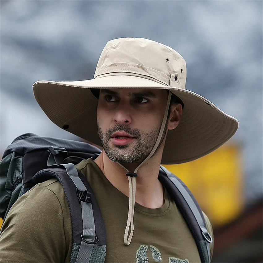 Kapelusz wędkarski z szerokim rondem, oddychający bucket hat Khaki