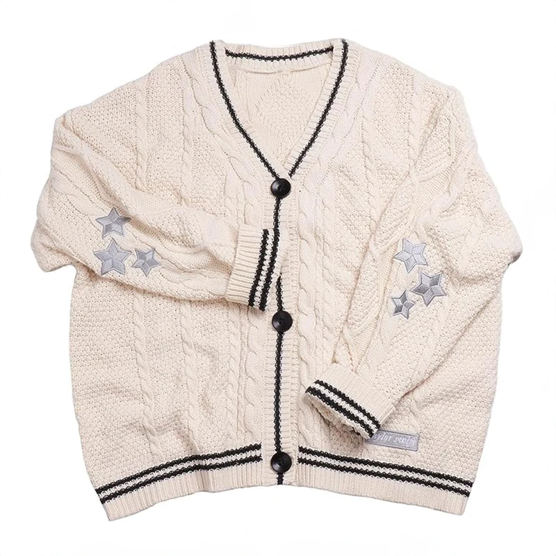Sweter kardigan z haftem i guzikami w stylu vintage Folklore