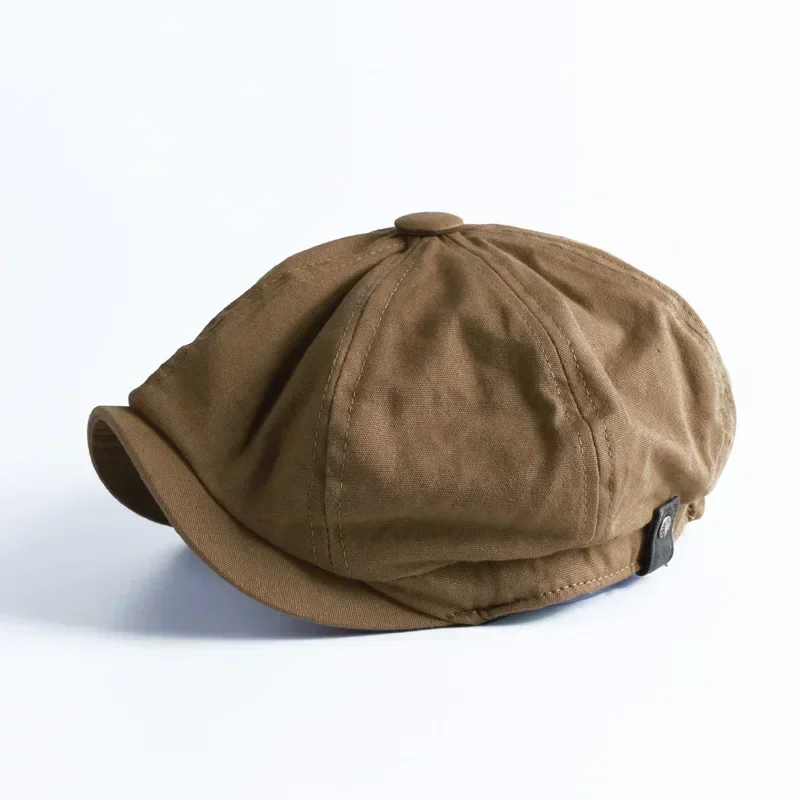 Kaszkiet męski ośmiokątny beret w stylu vintage Kawowy