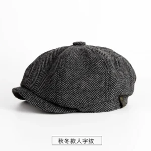 Kaszkiet męski ośmiokątny beret w stylu vintage Szary